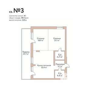 3-к квартира, вторичка, 88м2, 1/11 этаж