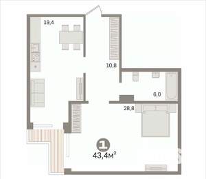 2-к квартира, вторичка, 65м2, 2/17 этаж