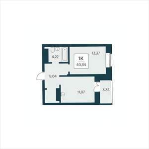1-к квартира, вторичка, 41м2, 11/25 этаж