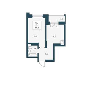 1-к квартира, вторичка, 39м2, 19/22 этаж