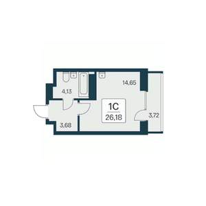 Студия квартира, вторичка, 26м2, 12/23 этаж