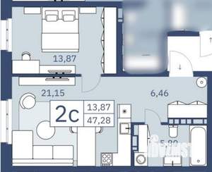 1-к квартира, вторичка, 47м2, 9/25 этаж