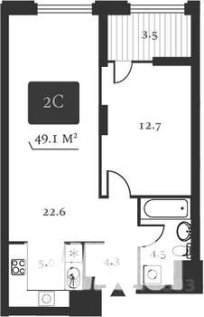 2-к квартира, вторичка, 49м2, 5/24 этаж