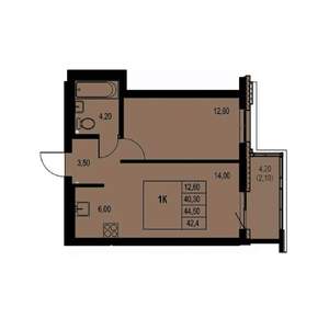 1-к квартира, вторичка, 42м2, 8/23 этаж
