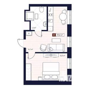 2-к квартира, вторичка, 32м2, 11/12 этаж