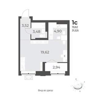 1-к квартира, строящийся дом, 32м2, 15/17 этаж