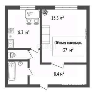 1-к квартира, вторичка, 37м2, 9/10 этаж