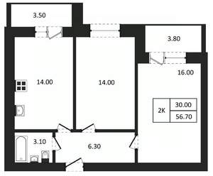 2-к квартира, вторичка, 57м2, 7/9 этаж