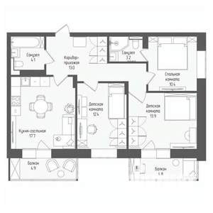 4-к квартира, вторичка, 78м2, 3/15 этаж