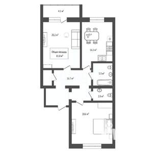 1-к квартира, вторичка, 81м2, 2/9 этаж