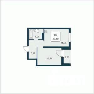 1-к квартира, вторичка, 39м2, 2/25 этаж