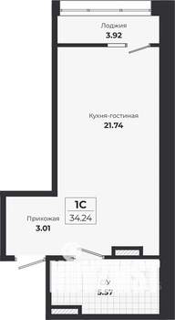 Студия квартира, строящийся дом, 30м2, 3/9 этаж