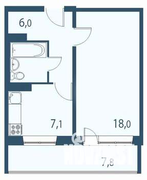 1-к квартира, вторичка, 39м2, 6/17 этаж
