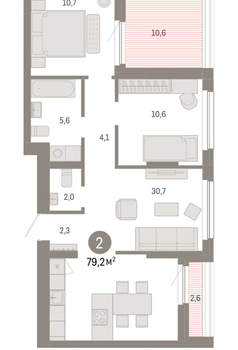 2-к квартира, вторичка, 79м2, 12/12 этаж
