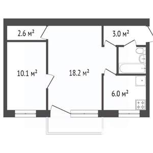 2-к квартира, вторичка, 44м2, 5/5 этаж