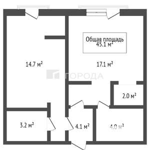 2-к квартира, вторичка, 45м2, 9/15 этаж