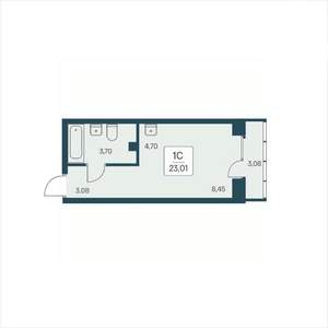 Студия квартира, строящийся дом, 23м2, 19/25 этаж