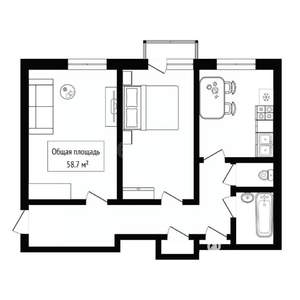 2-к квартира, вторичка, 59м2, 3/4 этаж