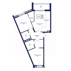 3-к квартира, вторичка, 72м2, 6/14 этаж