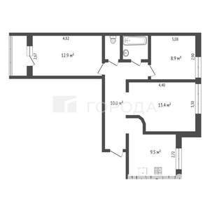 3-к квартира, вторичка, 60м2, 4/9 этаж