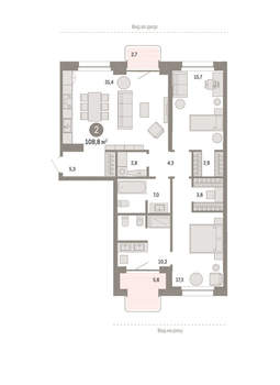 2-к квартира, сданный дом, 109м2, 6/11 этаж