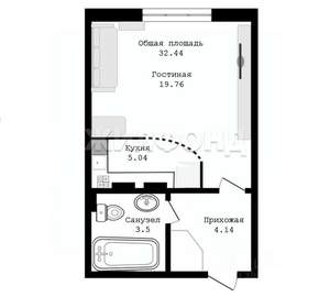 Студия квартира, вторичка, 32м2, 4/10 этаж