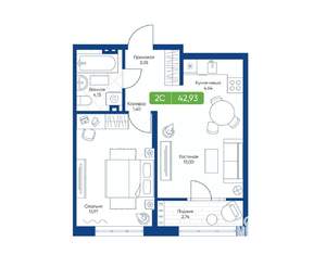 2-к квартира, вторичка, 43м2, 20/22 этаж