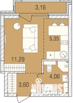 1-к квартира, сданный дом, 27м2, 1/9 этаж