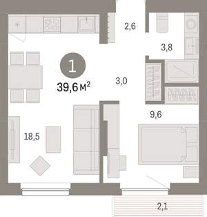 1-к квартира, вторичка, 40м2, 3/12 этаж