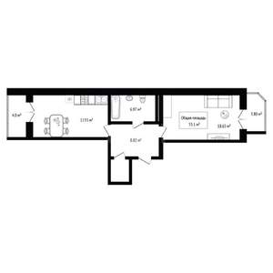 1-к квартира, вторичка, 55м2, 7/16 этаж