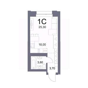 Студия квартира, вторичка, 25м2, 20/25 этаж