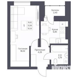 1-к квартира, вторичка, 35м2, 12/24 этаж