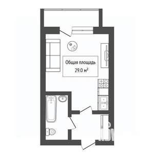 Студия квартира, вторичка, 28м2, 18/25 этаж