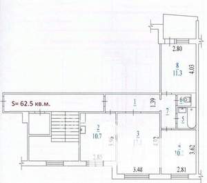 3-к квартира, вторичка, 65м2, 5/9 этаж