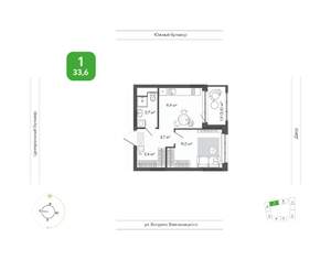 1-к квартира, вторичка, 34м2, 3/9 этаж