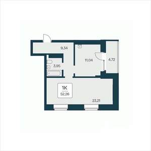 1-к квартира, вторичка, 52м2, 5/25 этаж