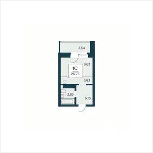 Студия квартира, вторичка, 27м2, 13/25 этаж