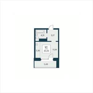 Студия квартира, вторичка, 30м2, 13/25 этаж