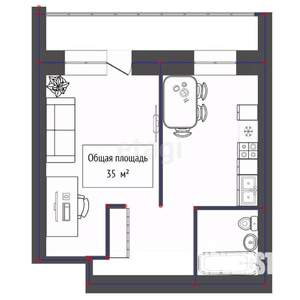 1-к квартира, вторичка, 35м2, 4/10 этаж