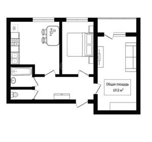 2-к квартира, вторичка, 69м2, 5/6 этаж