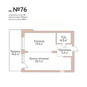 2-к квартира, строящийся дом, 52м2, 1/11 этаж