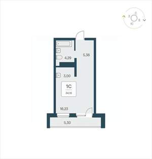 Студия квартира, вторичка, 34м2, 23/25 этаж