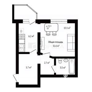 1-к квартира, вторичка, 32м2, 7/17 этаж