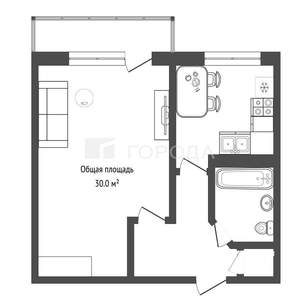 1-к квартира, вторичка, 30м2, 4/5 этаж