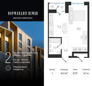 1-к квартира, вторичка, 42м2, 5/18 этаж