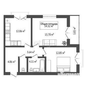 2-к квартира, вторичка, 54м2, 6/14 этаж