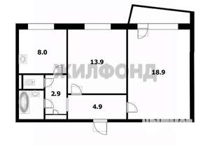2-к квартира, вторичка, 53м2, 3/9 этаж