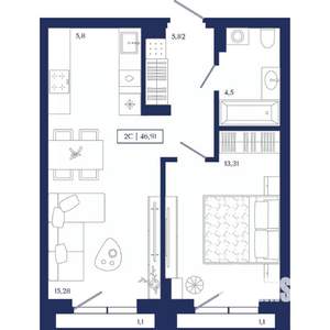 2-к квартира, вторичка, 47м2, 2/13 этаж