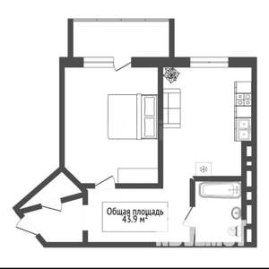 1-к квартира, вторичка, 44м2, 9/18 этаж