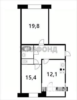 2-к квартира, вторичка, 62м2, 2/6 этаж